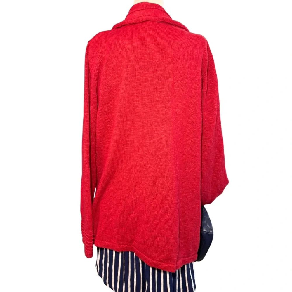 Vintage Red Linen Cotton Blend Zip Cardigan by‎ Blue Willi’s Size L - Picture 5 of 10